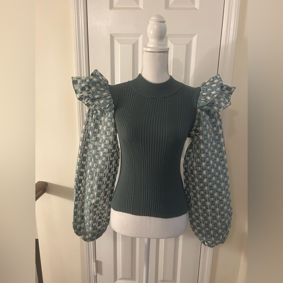 Anthropologie Flat White Mixed Media Pullover - Picture 2 of 12